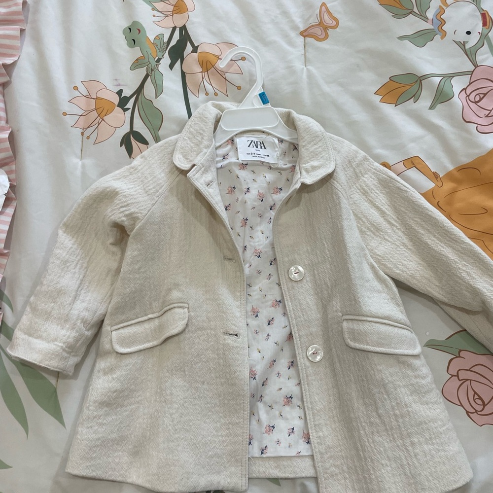 Zara Cream Pea Coat Classic Structured Design